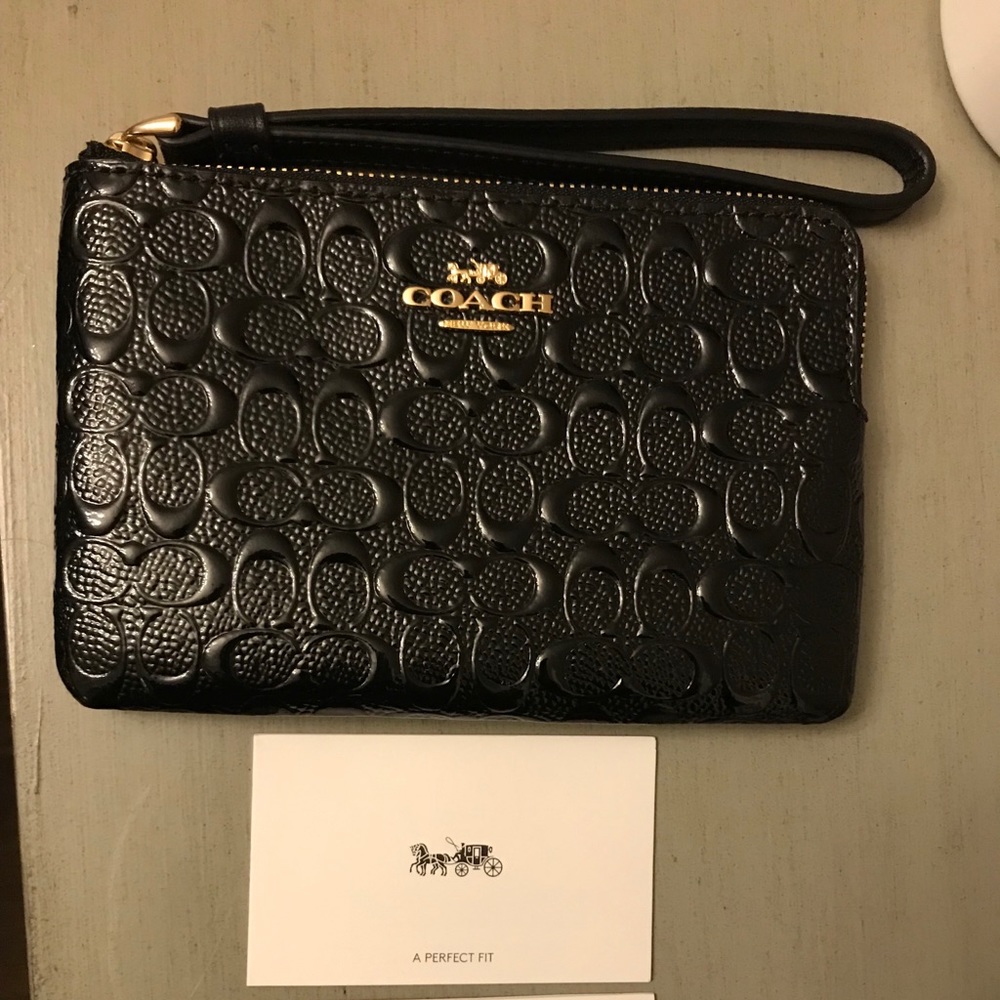 Coach Black Patent Leather Wristlet
